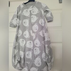 Just One You Carter's 3-6 Months Fleece Gray Bear Face Sleeper Bag Front Zip